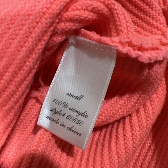 Miami Dress Women Small Short Sleeve Sweater Dress Bright Coral Pink Knee Length - Picture 10 of 14